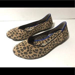Rothy’s Round Toe Ballet Flats Spotted Cheetah Leopard Print Women’s 6.5 Brown